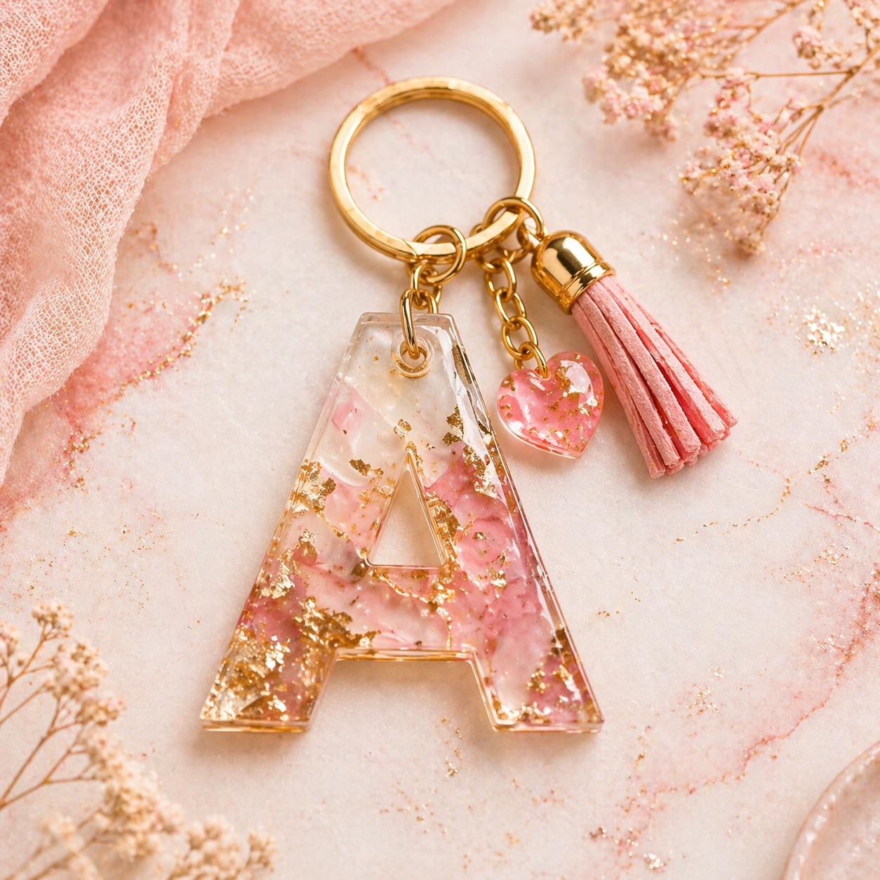 Resin Alphabet Keychain